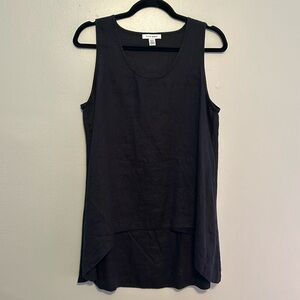 Pure Navy black linen asymmetrical tank top size medium